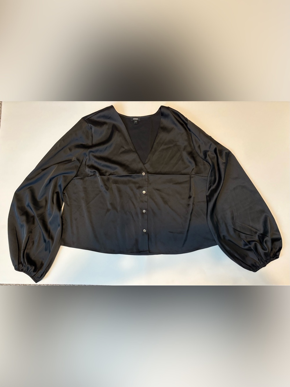 Express Black Satin Scoop Neck Top